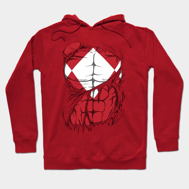 Red Ranger ripped Hoodie by vampskills2n